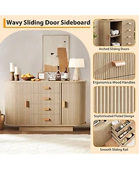 gaomon Fluted Sideboard Buffet Cabinet with Storage, 47in Large Wood Kitchen Storage Cabinet Coffee Bar Console Table