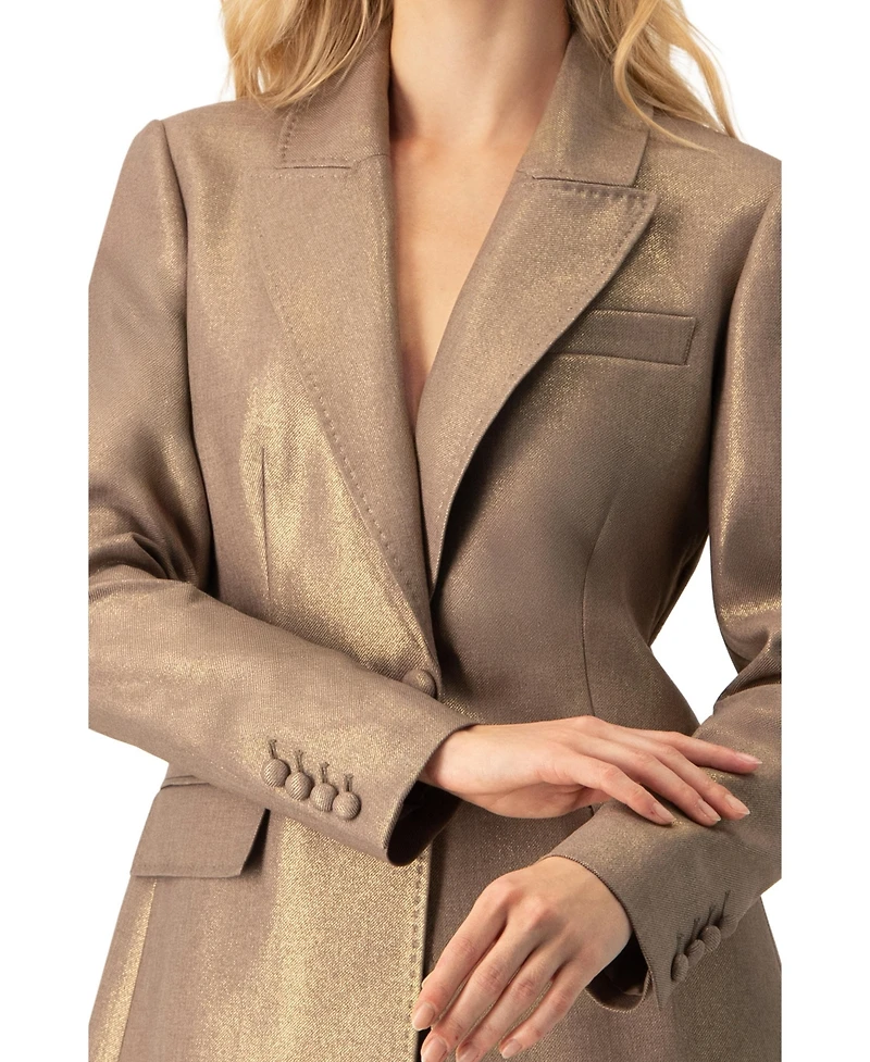 Ivonne Women's Sparkling Blazer with Flap Pockets