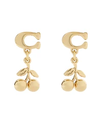 Coach Gold Signature C Cherry Drop Earrings