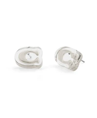 Coach Rhodium Signature C Lucite Stud Earrings