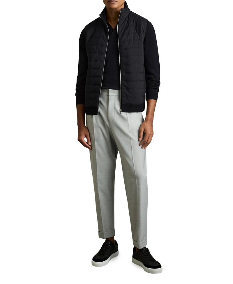 Reiss Men's Hybrid Quilt and Knit Zip-Through Gilet