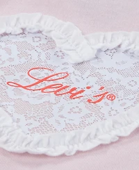 Levi's Girls' Toddler 2T-4T Bow Sleeve T-Shirt and Belted Shorts, 2-Piece Set