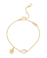 Coach Faux Stone Signature C Tea Rose Strand Bracelet