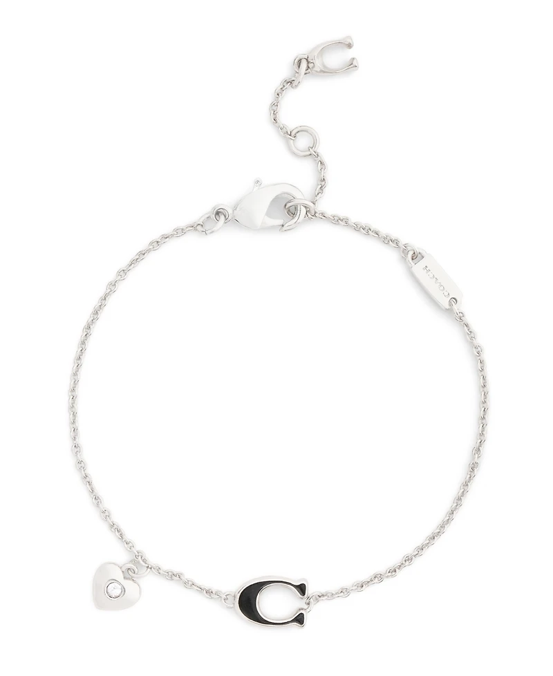 Coach Faux Stone Signature C Heart Strand Bracelet