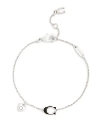 Coach Faux Stone Signature C Heart Strand Bracelet