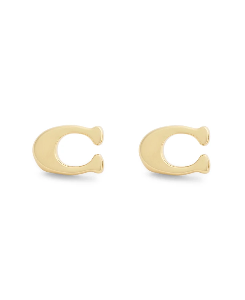 Coach Gold Signature C Stud Earrings