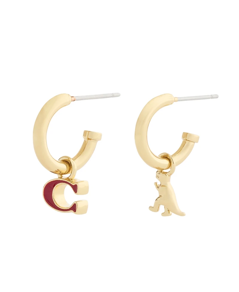 Coach Burgundy Signature C Rexy Mismatch Earrings