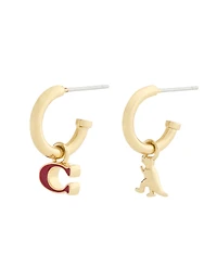 Coach Burgundy Signature C Rexy Mismatch Earrings