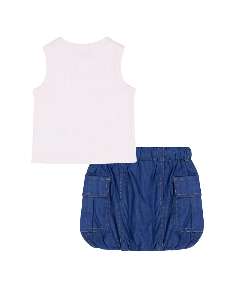 Calvin Klein Baby Girls' Shirred Bodysuit & Flared Denim Skirt