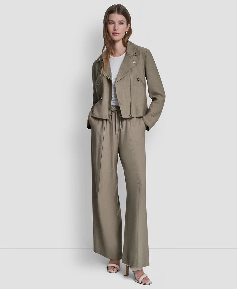 Dkny Women's Zipper Detailed Crinkle Jacket