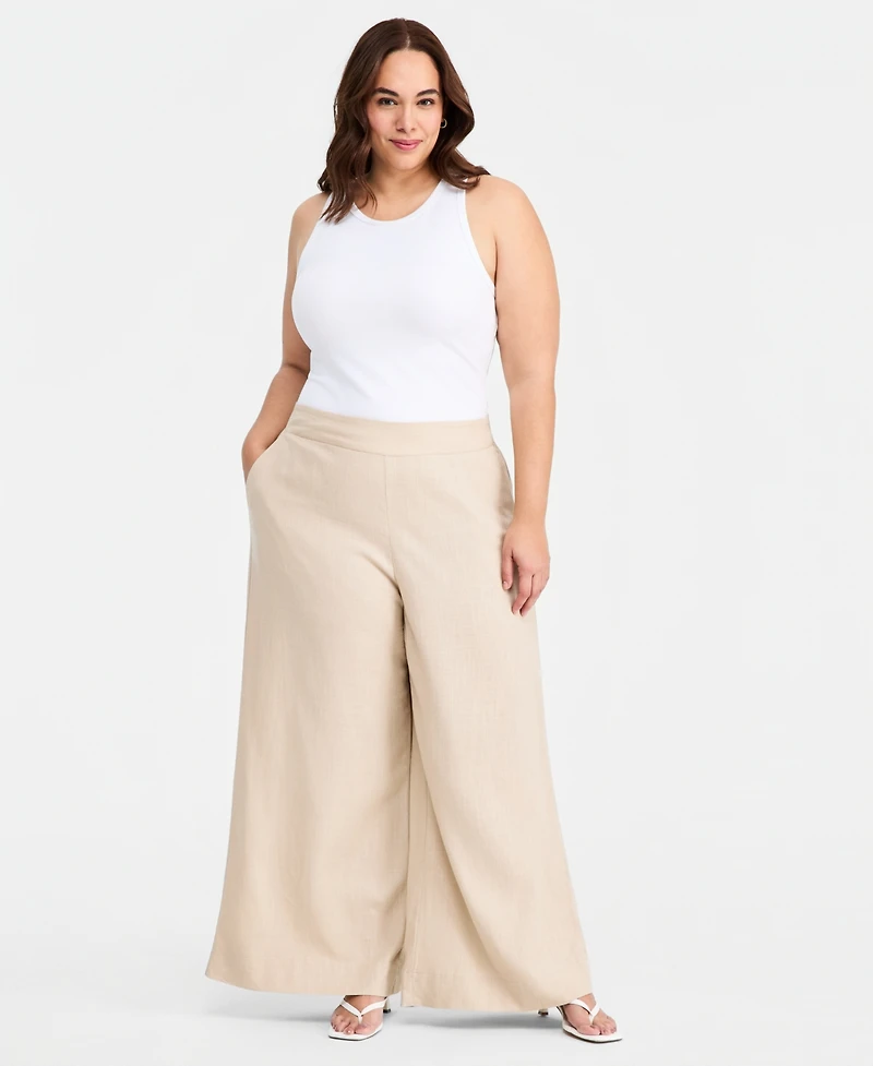 Vince Camuto Plus Mid-Rise Wide Leg Pants