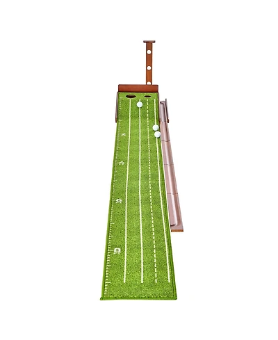 Sugift Golf Putting Mat Indoor 2-Hole Green with Ball Return Alignment Guide and Base