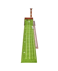 Sugift Golf Putting Mat Indoor 2-Hole Green with Ball Return Alignment Guide and Base