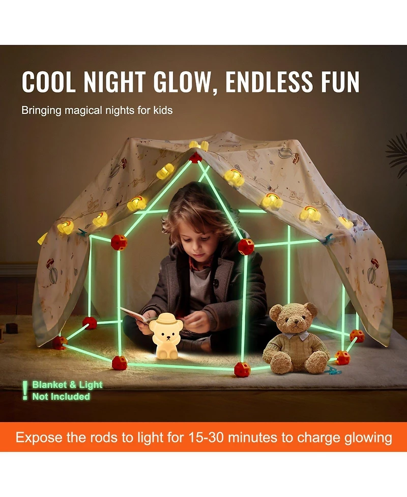 Sugift 140-Piece Glow Fort Building Kit, Stem Construction Toys