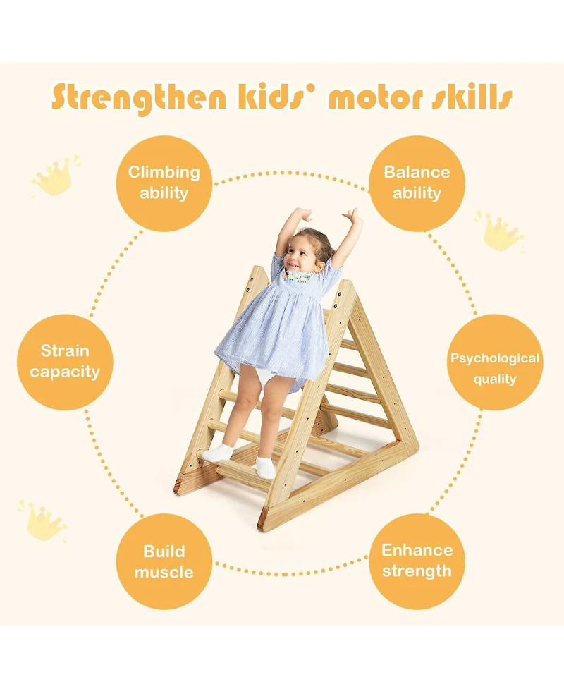 Skonyon kids Wooden Triangle Climber for Toddler Step Training