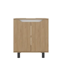 Fm Furniture Jerome Under Sink Storage Cabinet with Open Shelves for Bathroom Organization, Natural oak