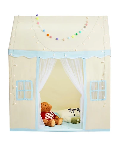 Sugift Kids Play Tent with Mat & Lamp, Castle Design, Beige
