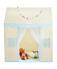 Sugift Kids Play Tent with Mat & Lamp, Castle Design, Beige