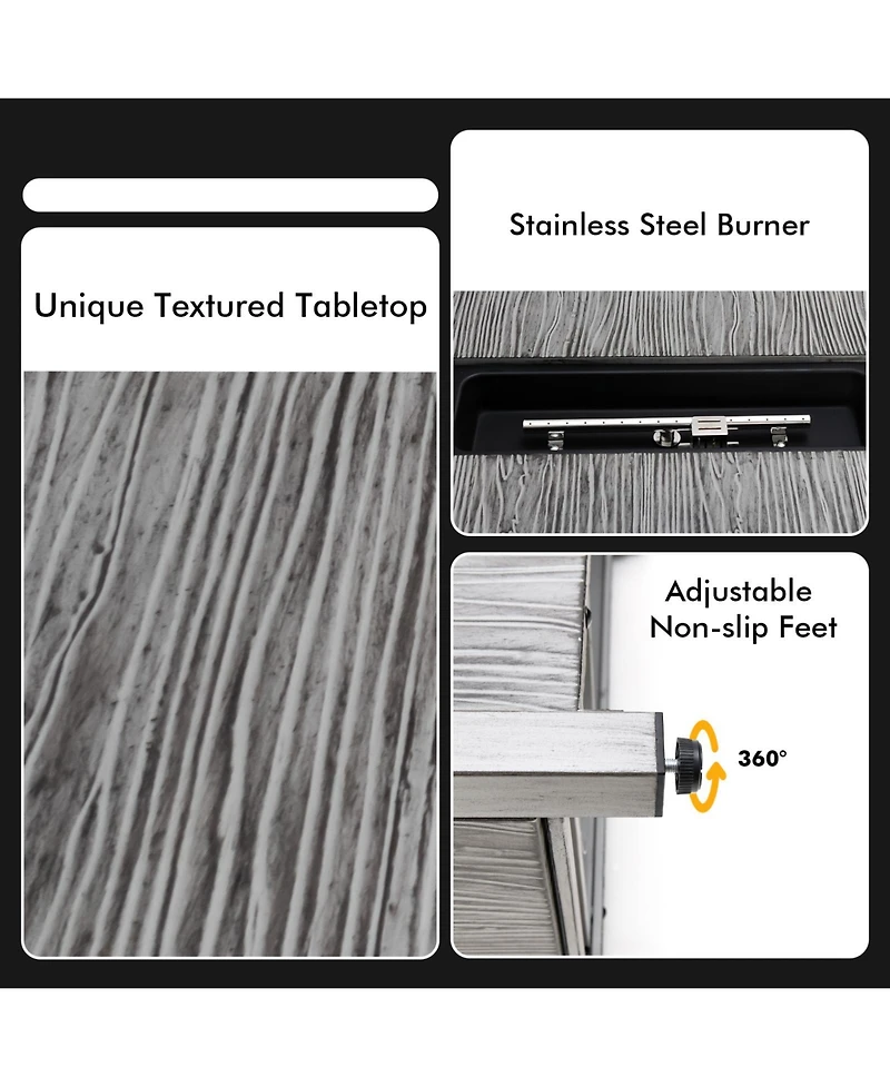 Sugift 43 Inch 50000 Btu Propane Fire Pit Table with Removable Lid