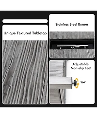 Sugift 43 Inch 50000 Btu Propane Fire Pit Table with Removable Lid