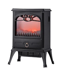 22.8" Freestanding Electric Fireplace Stove Heater 1500W Realistic Flames