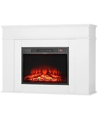 43" Freestanding Electric Fireplace Stove Heater with Mantel 1500W White