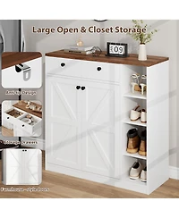 gaomon 42" Tall Shoe Cabinet with Doors & Drawers, 4-Tier Adjustable Shoe Storage Organizer