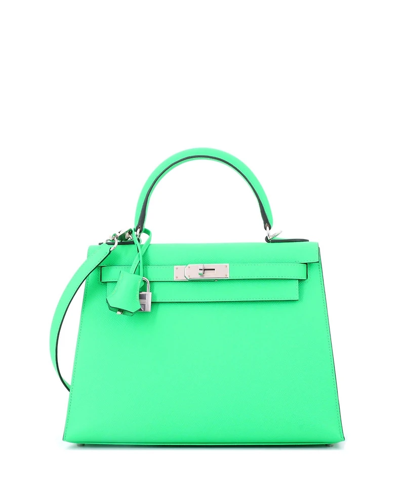 Pre-Owned HERMES Kelly 28 Handbag Epsom with Palladium Hardware