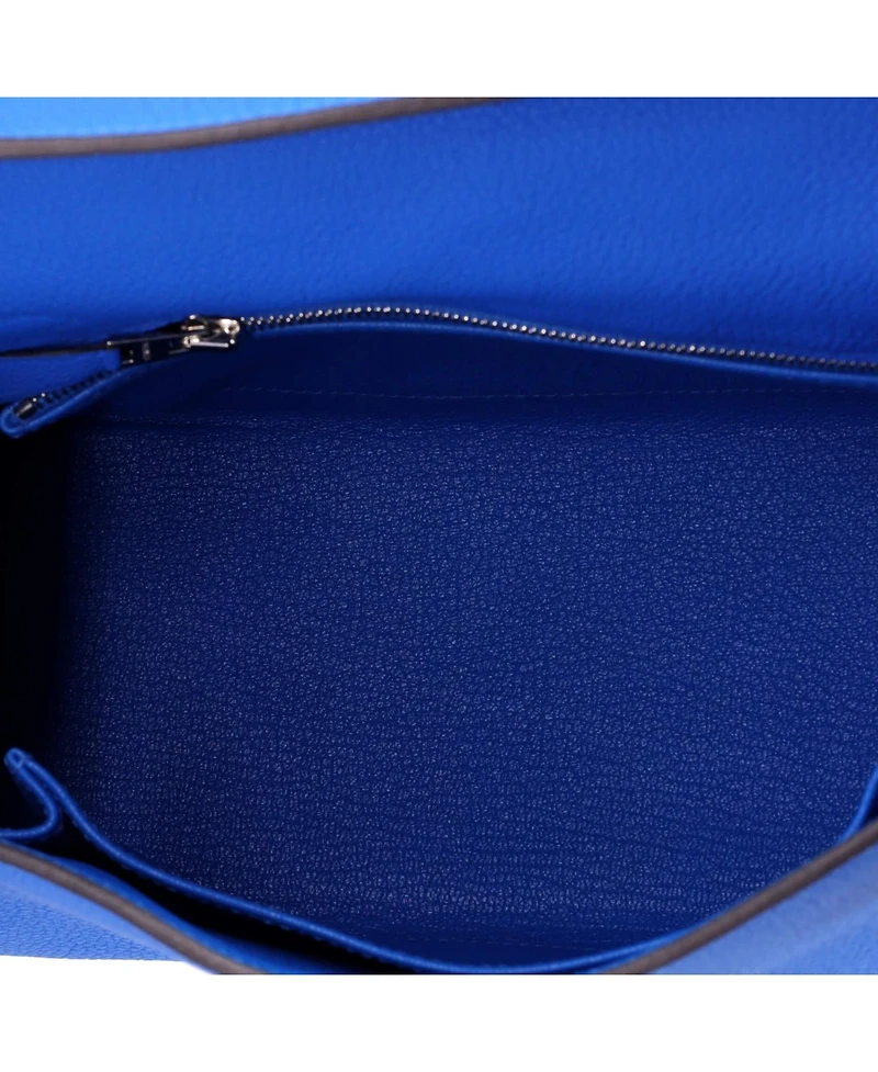 Pre-Owned HERMES Kelly 25 Handbag Blue Togo with Palladium Hardware