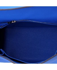 Pre-Owned HERMES Kelly 25 Handbag Blue Togo with Palladium Hardware