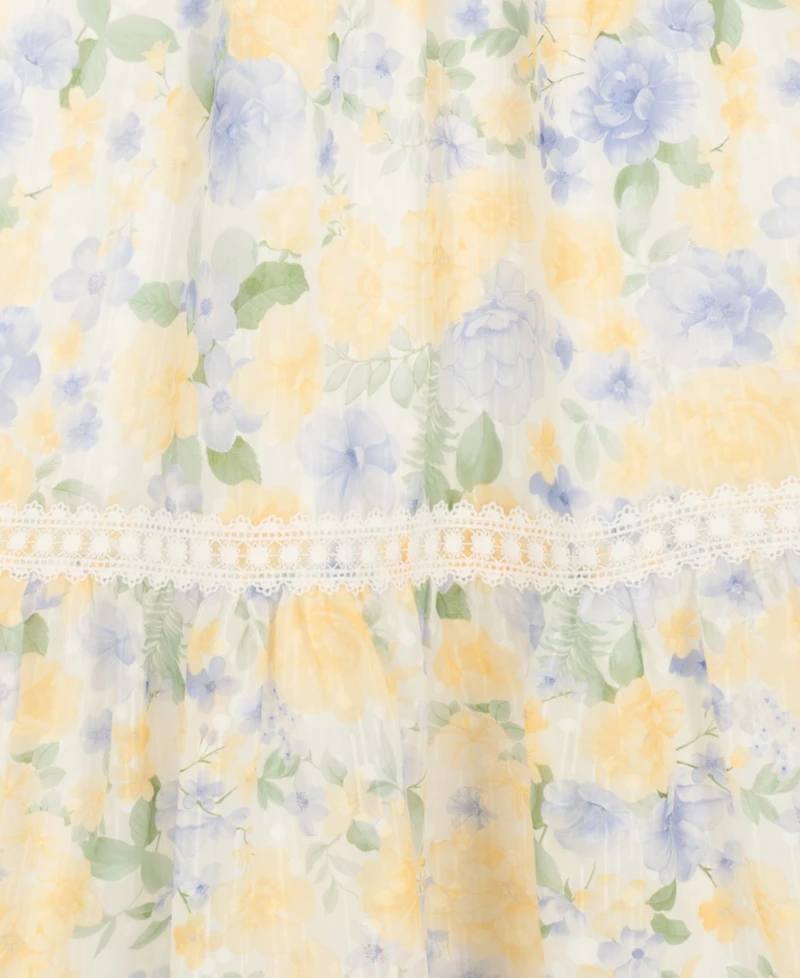 Rare Editions Girls' 7-16 Floral Crochet Lace Trim Maxi Dress