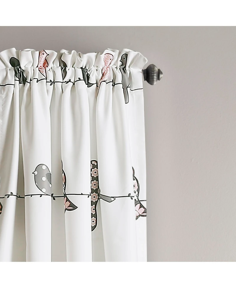 Lush Decor Rowley Birds Light Filtering Window Curtain Panels, Pair, 52" W x 108" L, Curtains for Bedroom - Farmhouse Curtains for Windows