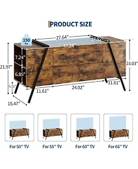 Gaomon 2-Drawer Tv Stand with U-Shaped Metal Base, Sturdy & Stylish, Fit Up to 60 Inch TVs, Living Room/Bedroom