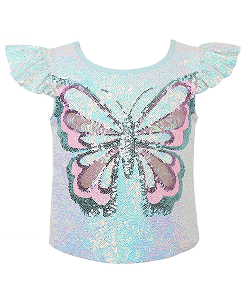 Pink & Violet Girls' 2-6X Sequin Butterfly Top and Tutu Skirt, 2-Piece Set