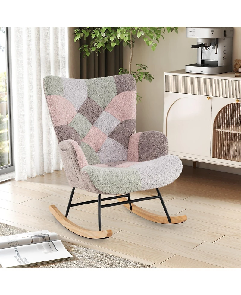 Slickblue Nursery Rocking Chair for Living Room with High Back Support