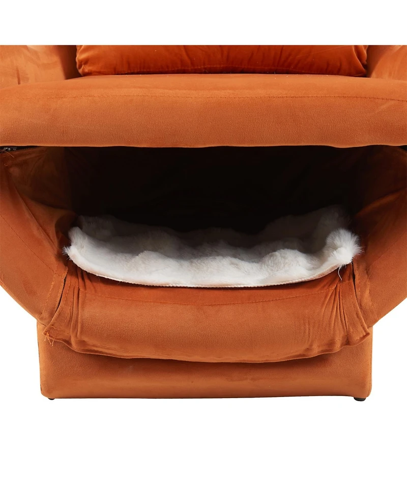 Aostirmotor Modern Velvet Accent Chair - Pet-Friendly 2-in-1 Lounge for Living Room & Office