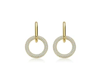 Rachel Glauber Modern Round & Oval Fusion Paved Cz Drop Hoop Earrings