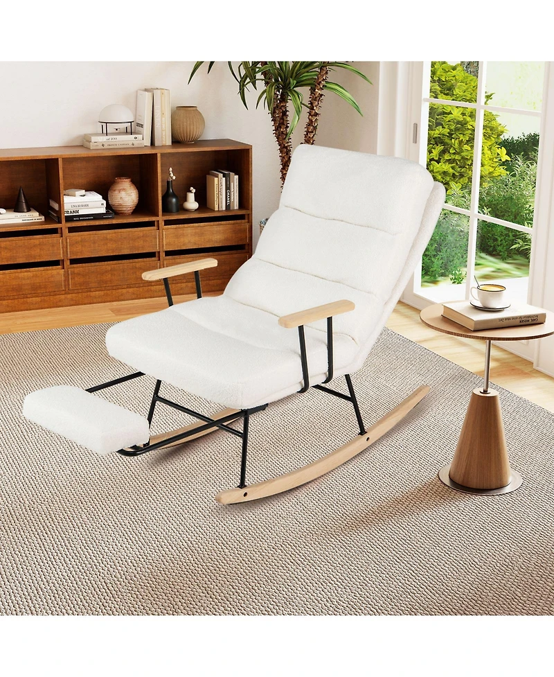 Slickblue Nursery Rocking Chair with Teddy Velvet Upholstery