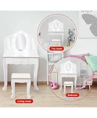 Gaomon White Kids Makeup Vanity Set, Girls Perfect Gift Pretend Dress-Up Playset with Stool