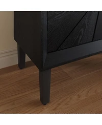 Boyel Living 60" Rustic Farmhouse Wood Credenza with Symmetrical Sunburst Doors