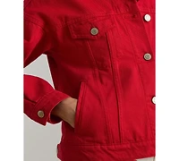 Lauren Ralph Women's Denim Wedge Spread Collar Trucker Jacket