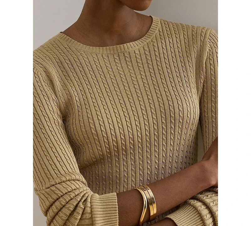 Lauren Ralph Women's Mini-Cable Crewneck Sweater