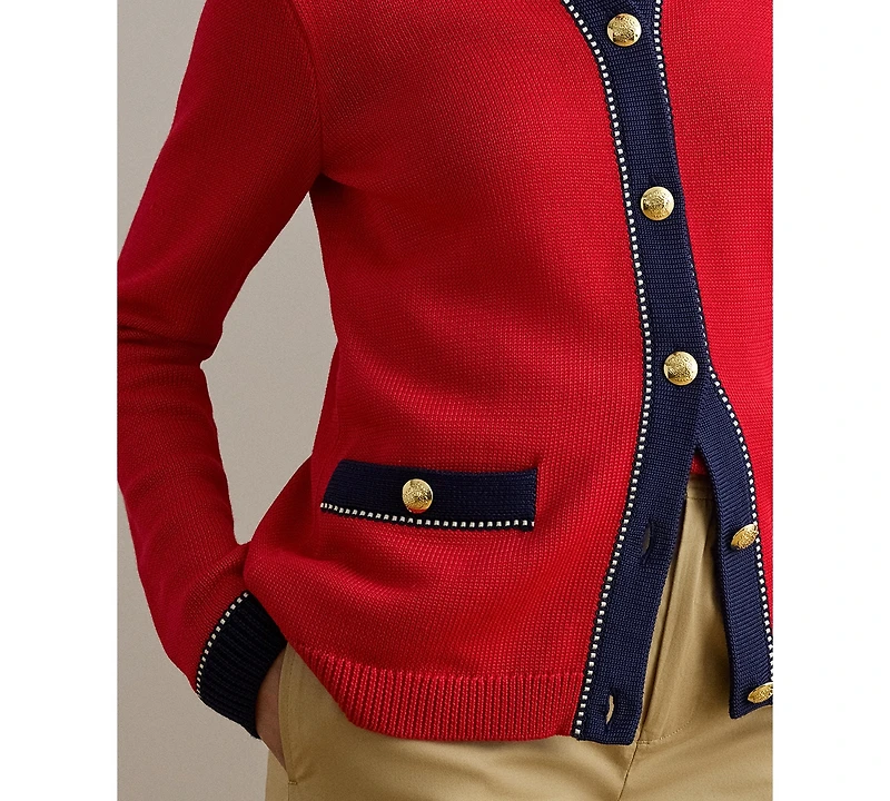 Lauren Ralph Women's Two-Tone Crewneck Cardigan