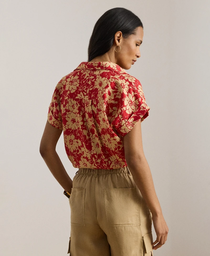 Lauren Ralph Women's Floral Print Collared Shirt