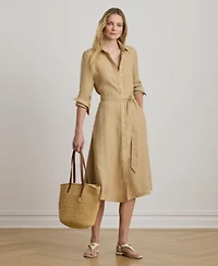 Lauren Ralph Lauren Womens Belted Collared Shirt Dress