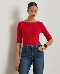 Lauren Ralph Stretch Cotton Boatneck T-Shirt
