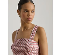 Lauren Ralph Women's Striped Square Neck Dress