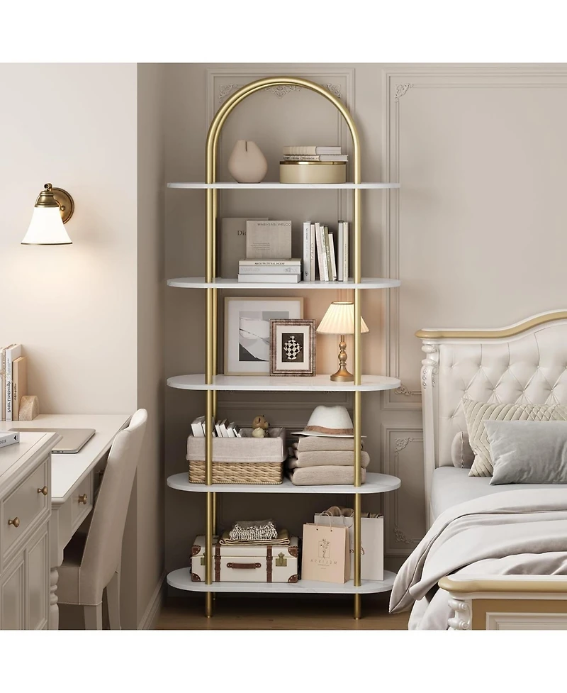 Gaomon 71" 5-Tier Metal Collapsible Bookshelf
