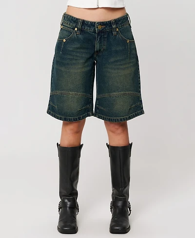 Abrand Women's Jort Riley Engineered Baggy Low Rise Denim Shorts