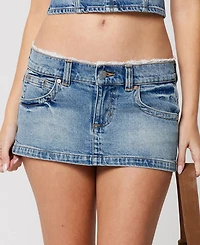 Abrand Women's Selena Lace Mini Denim Skirt
